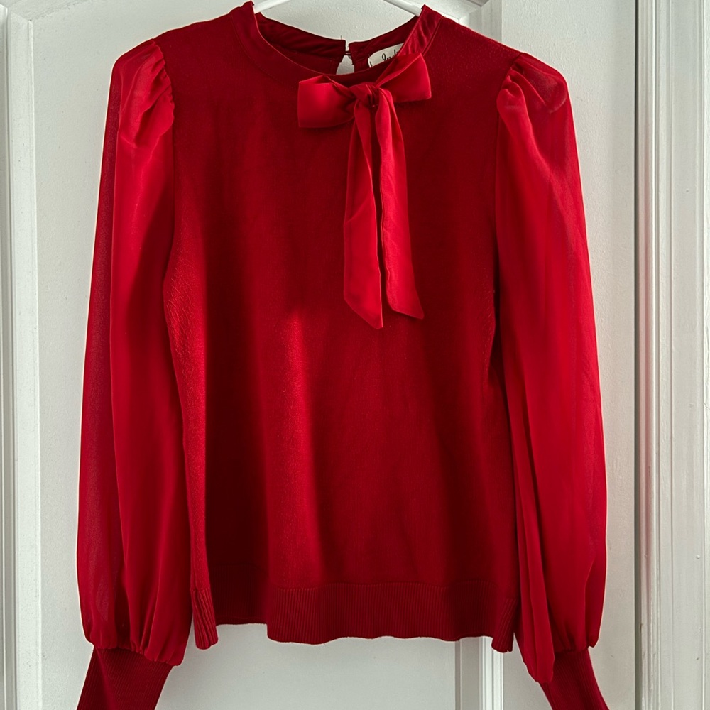 Elegant Red Women's Top with Bow - Indigo Rose - Size Medium